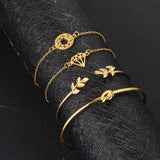 Bohemia Leaf Knot Hand Cuff Link Chain Charm Bracelet