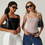 Summer Square-neck Tank Solid Sleeveless Tops