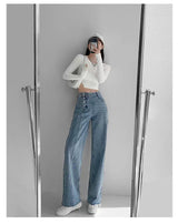 Irregular Breasted High Waist Jeans