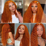 Orange Ginger Lace Front Curly Wigs