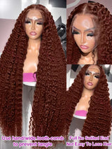 Chocolate Brown Hd Lace Frontal Curly Wigs