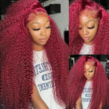 Red Curly Burgundy Hair Wig
