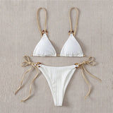 Solid Color Strap Bikini Two Swimsuits