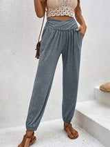 Casual Loose Pocket Ankle-tied Trousers