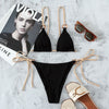 Solid Color Strap Bikini Two Swimsuits