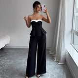 Off-the-shoulder Vest Wide-leg Trousers Set