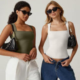 Summer Square-neck Tank Solid Sleeveless Tops
