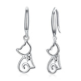 Sterling Silver Cat Zircon Earrings