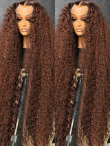Chocolate Brown Hd Lace Frontal Curly Wigs