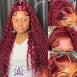 Burgundy Curly Frontal Wig