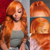 Orange Ginger Body Wave HD Transparent Human Hair Wigs